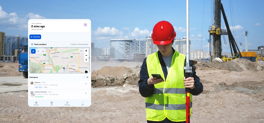 Real-time GPS tracking dashboard showing field technicians across Johannesburg